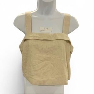 American Eagle Outfitters Cream Sleeveless Crop Tank